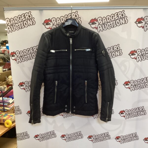 Black Diesel quilted jacket size S/M, biker style.