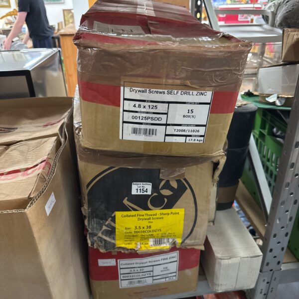Wholesale boxes of collated and self-drill drywall screws for construction.