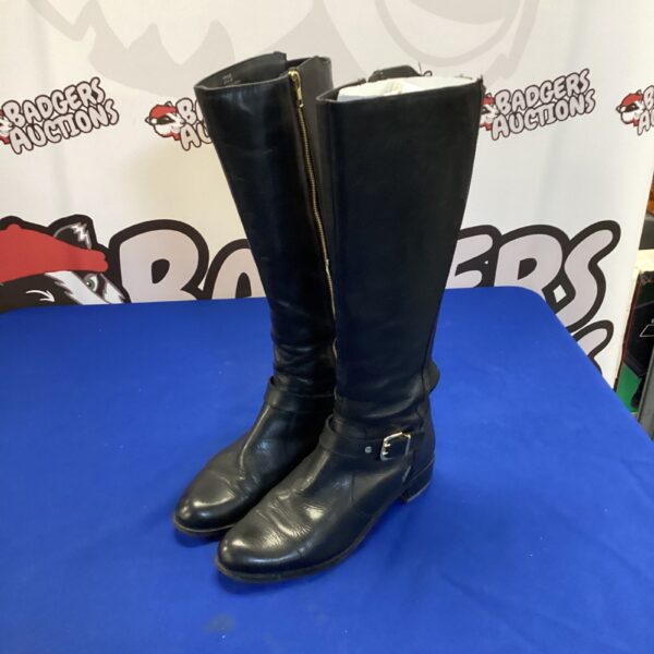 Stylish Dune black leather boots size 41 for women.