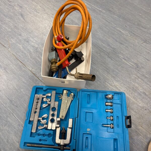 Vintage Eastman USA brake pipe flaring kit with blowtorch.