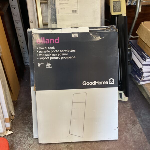 Chrome Elland towel rack in original packaging.