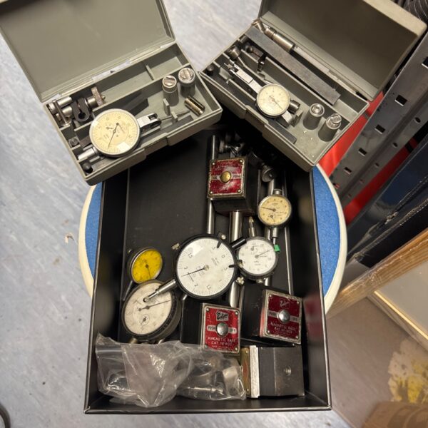 Selection of engineering gauges in a metal case.