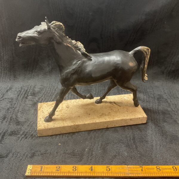 Vintage Falkenberg bronze horse sculpture on marble base.