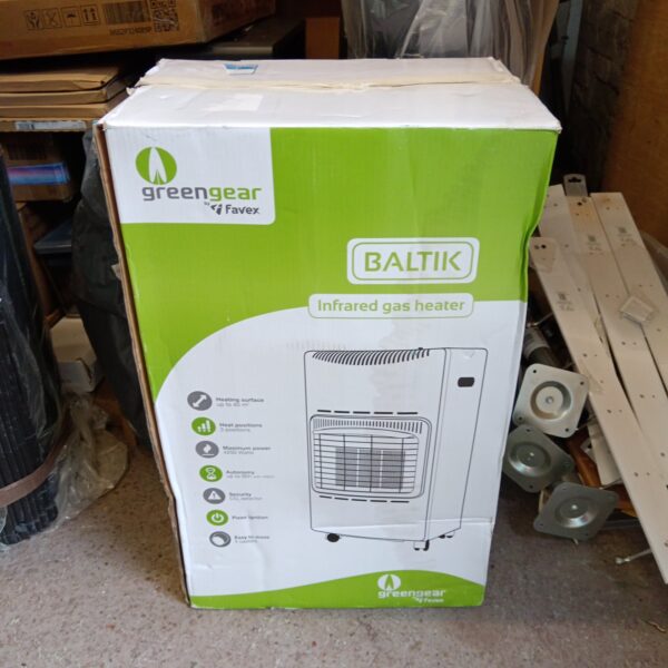 Favex Greengear Baltik gas heater, portable infrared heating appliance.