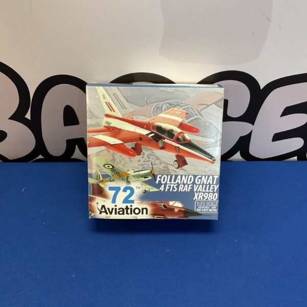 Detailed diecast Folland Gnat XR980 model aircraft from RAF Valley.