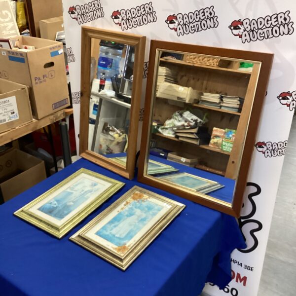 Vintage framed prints and mirrors lot for wall decor.