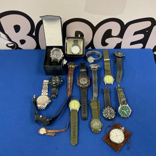 Gents watch collection lot with various styles and brands.