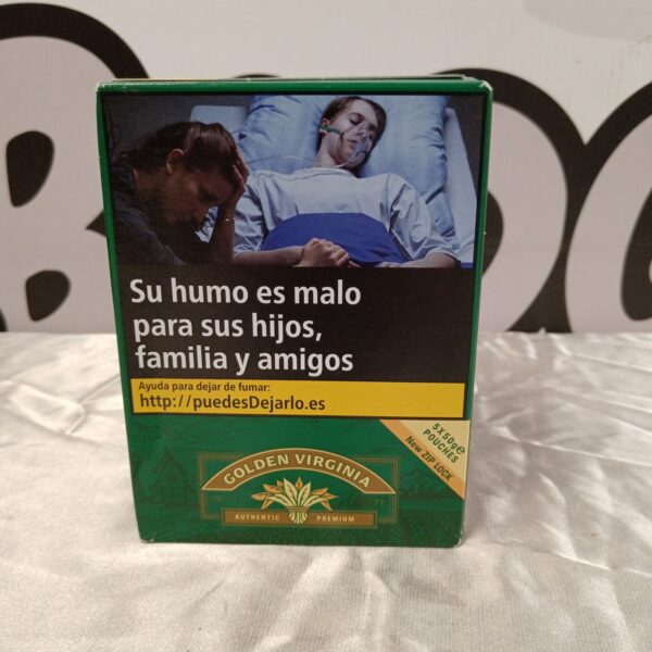 Sealed box of Golden Virginia hand-rolling tobacco, 5 x 50g packs.