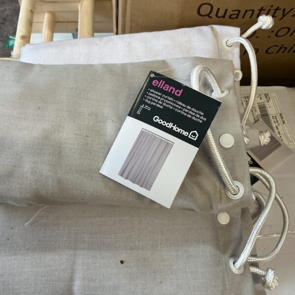 Lot of seven white Goodhome Elland shower curtains.