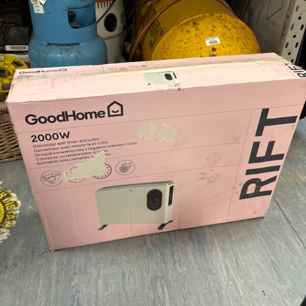Side view of a Goodhome Rift 2000W converter heater.