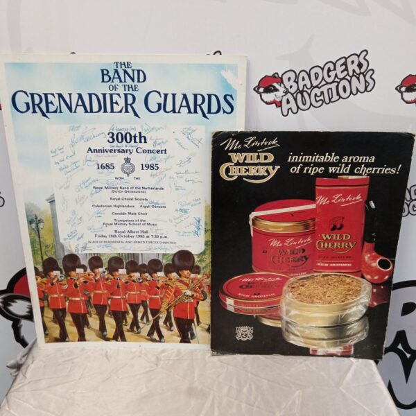 Vintage 1985 Grenadier Guards poster and Wild Cherry tobacco print.