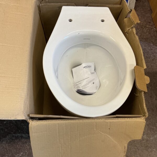 Heritage GB-OX14 toilet bowl in original packaging, vintage bathroom fixture.