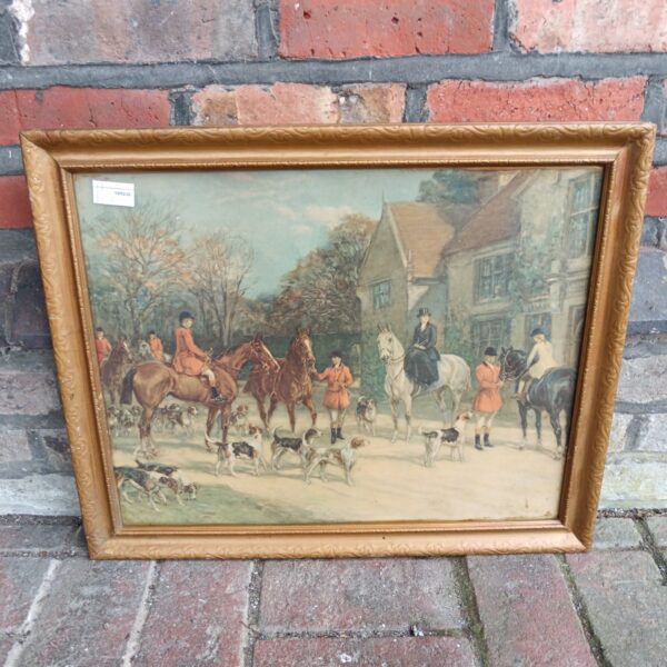 Vintage Heywood Hardy hunting print depicting horses and hounds.