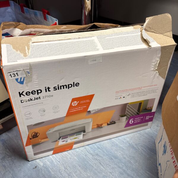 HP Deskjet 2720e wireless printer in box.