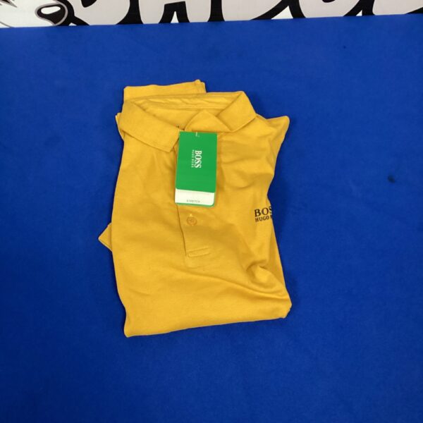 New Hugo Boss polo shirt, front view, designer menswear.