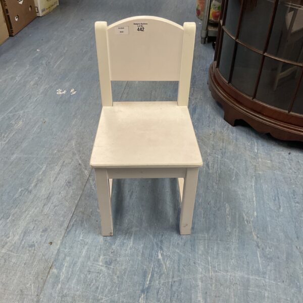 White Ikea Sundvik childrens chair, solid pine construction.