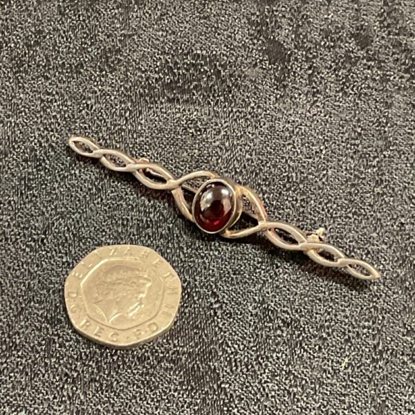 Vintage silver amethyst bar brooch
