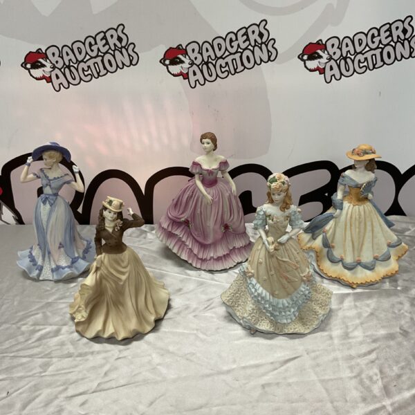 Five coalport porcelain elegant classical lady figures