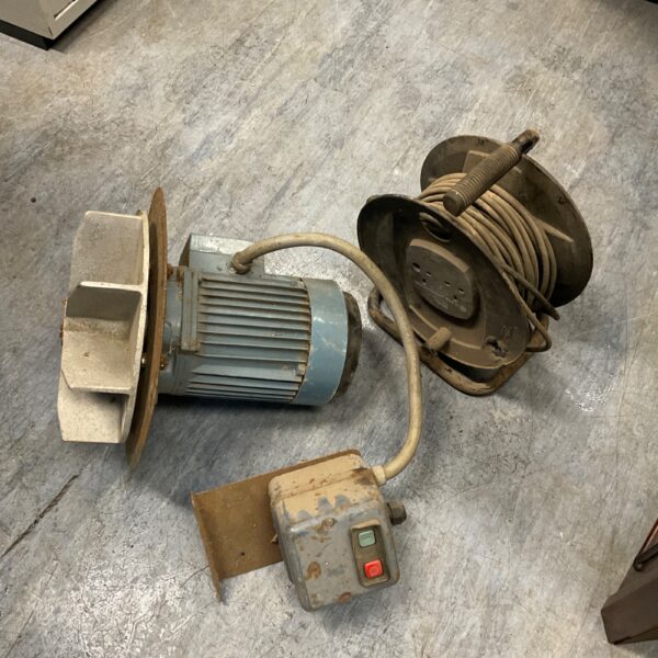 Heavy-duty impeller motor with extension lead for industrial use.