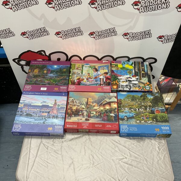 Jigsaw puzzle lot including Corner Piece, WHSmith, and eeBoo puzzles.