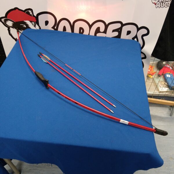 Red and black junior bow and arrow set for kids.