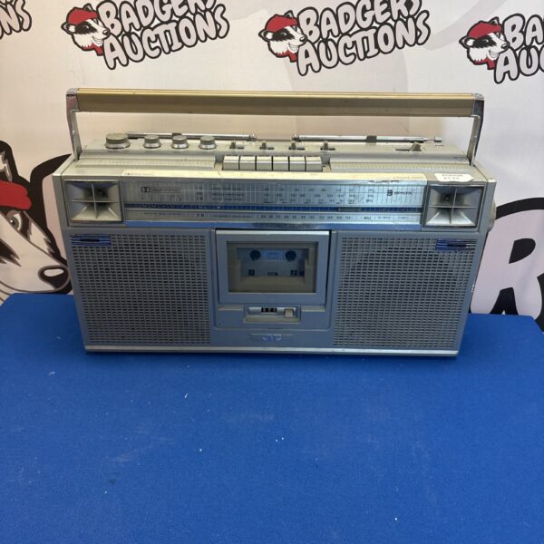 Vintage JVC RC-656LB radiocassette recorder, portable radio and cassette player.