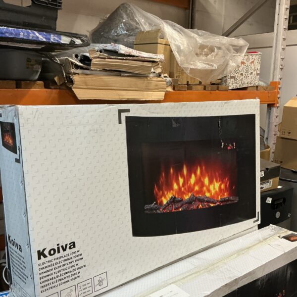 Modern Koi a electric fireplace with LED illumination and remote control.
