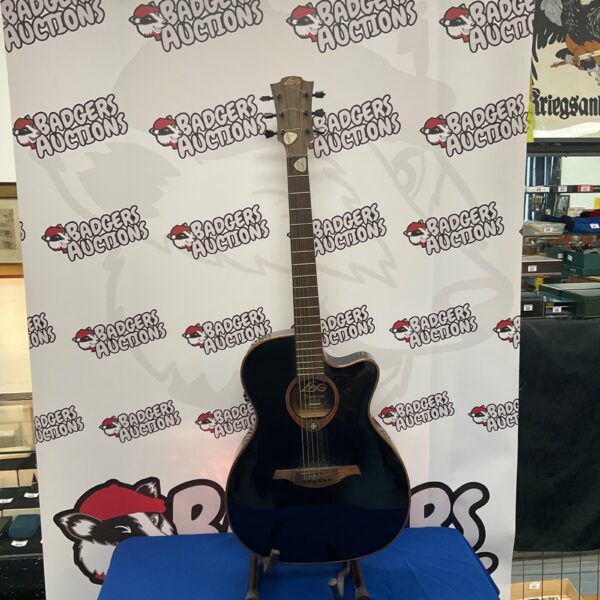 Black Lag Tramontane T100ACE electro acoustic guitar with stand.