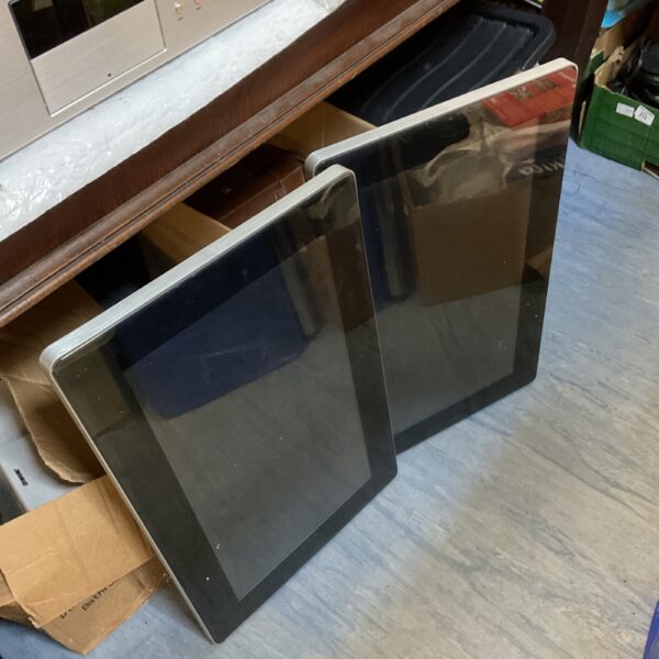 Lot of two used LCD shop display monitors for retail use.