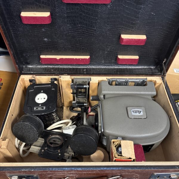 Vintage Leitz slide projector in its original carrying case.