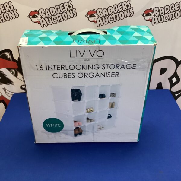 Livivo 16 cube storage organiser, interlocking plastic shelving unit.