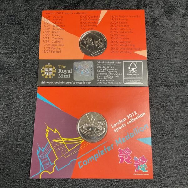 London 2012 Olympics sports collection medallions from the Royal Mint.