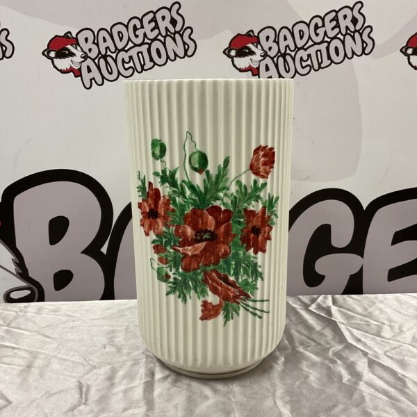 Vintage Lyngby porcelain vase with floral pattern.