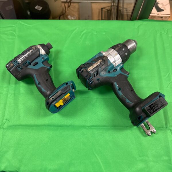 Makita drill and impact driver bodies, cordless power tools for DIY projects.