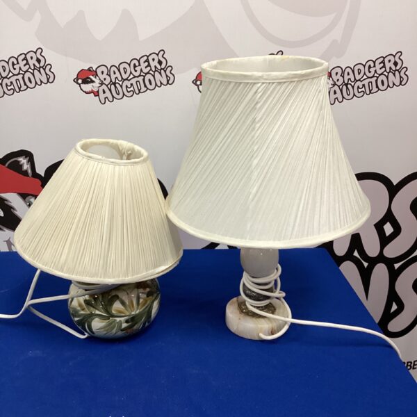Vintage marble and pottery table lamp with Josey detail.