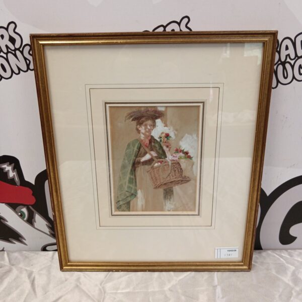 19th-century watercolour painting of a London flower seller by Margaret Melville.