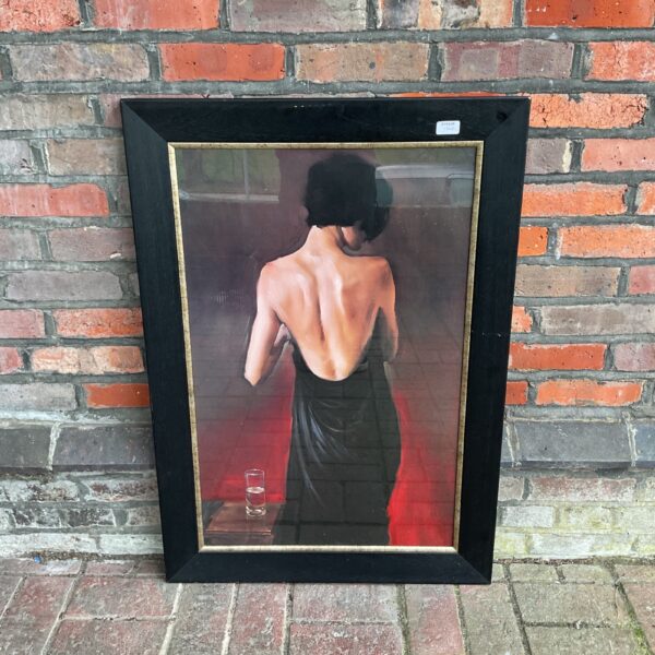 Large framed Michael Austin print of a woman in a black dress.