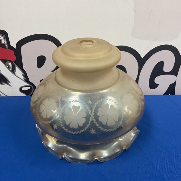 Vintage mid-century modern glass plafonnier light shade with floral design.
