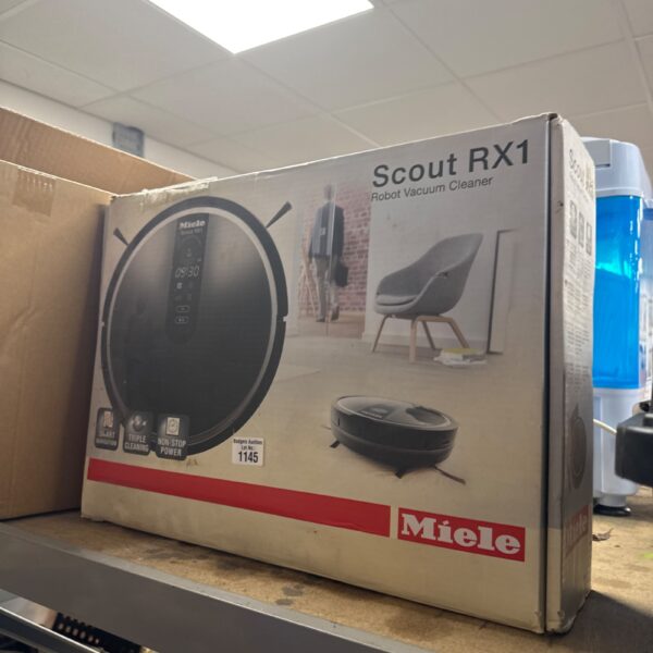 Miele Scout RX1 robot vacuum cleaner, side view.