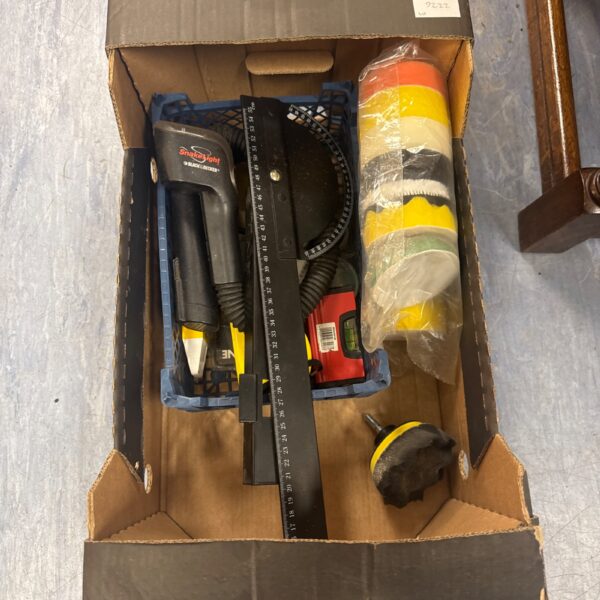 Mixed lot of buffing pads and workshop tools for detailing.
