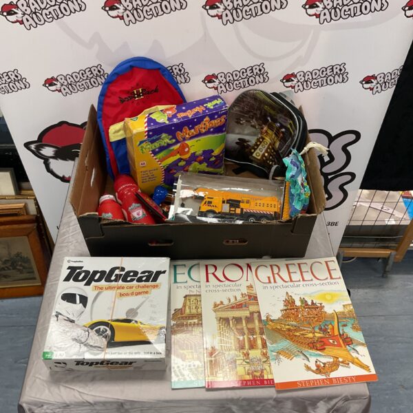 Mixed lot of games and books including Top Gear and Stephen Biesty.