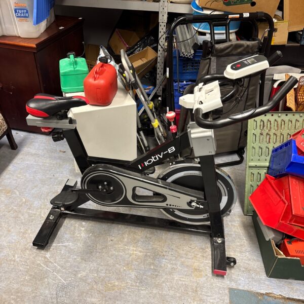 Motive-8 exercise bike for home cardio workouts.