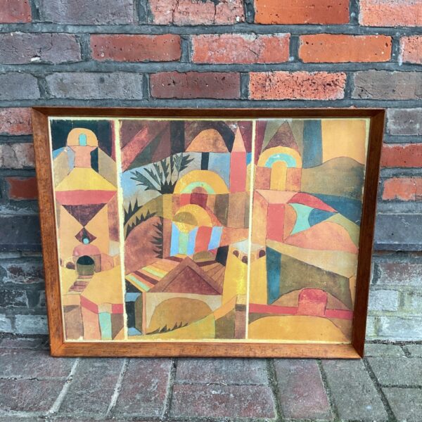 Framed Paul Klee Temple Gardens print with vibrant colours.