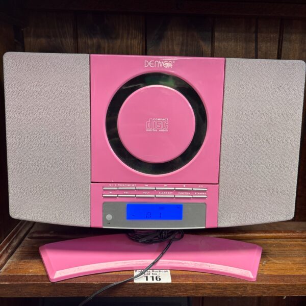 Pink Denver MC-5220 micro music system, retro stereo.