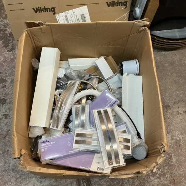 Mixed lot of plumbing fittings and hardware components.