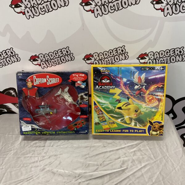 Pokemon Battle Academy card game and Captain Secret Spectrum vehicle.