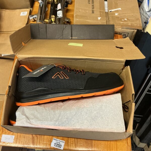 Black and orange Portwest safety trainers in original box.