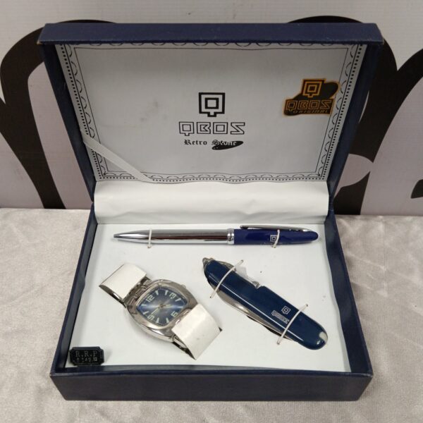 Vintage Qbos Retro Stone Set with watch, pen and knife.
