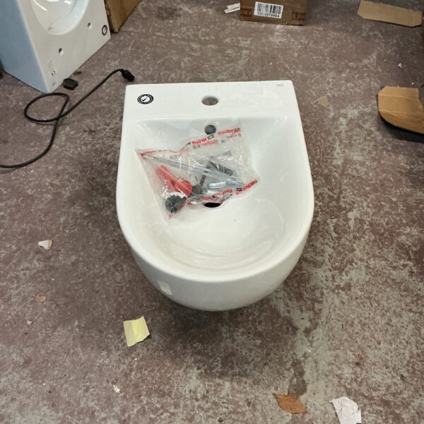 White ceramic RAK Ceramics bidet for modern bathrooms.
