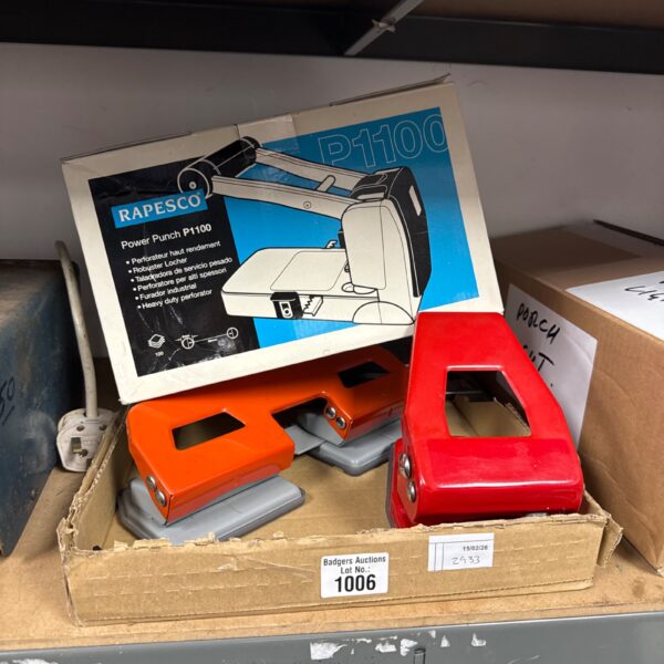 Vintage Rapesco P1100 hole punch, a classic office stationery tool.